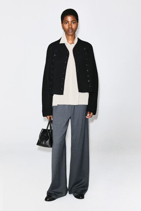 Wool-Blend Wide-Leg Pants