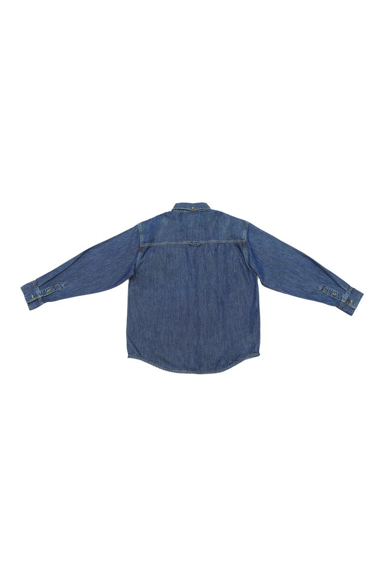 Oversize Denim Button-Up Shirt, Alternate, color, DARK BLUE