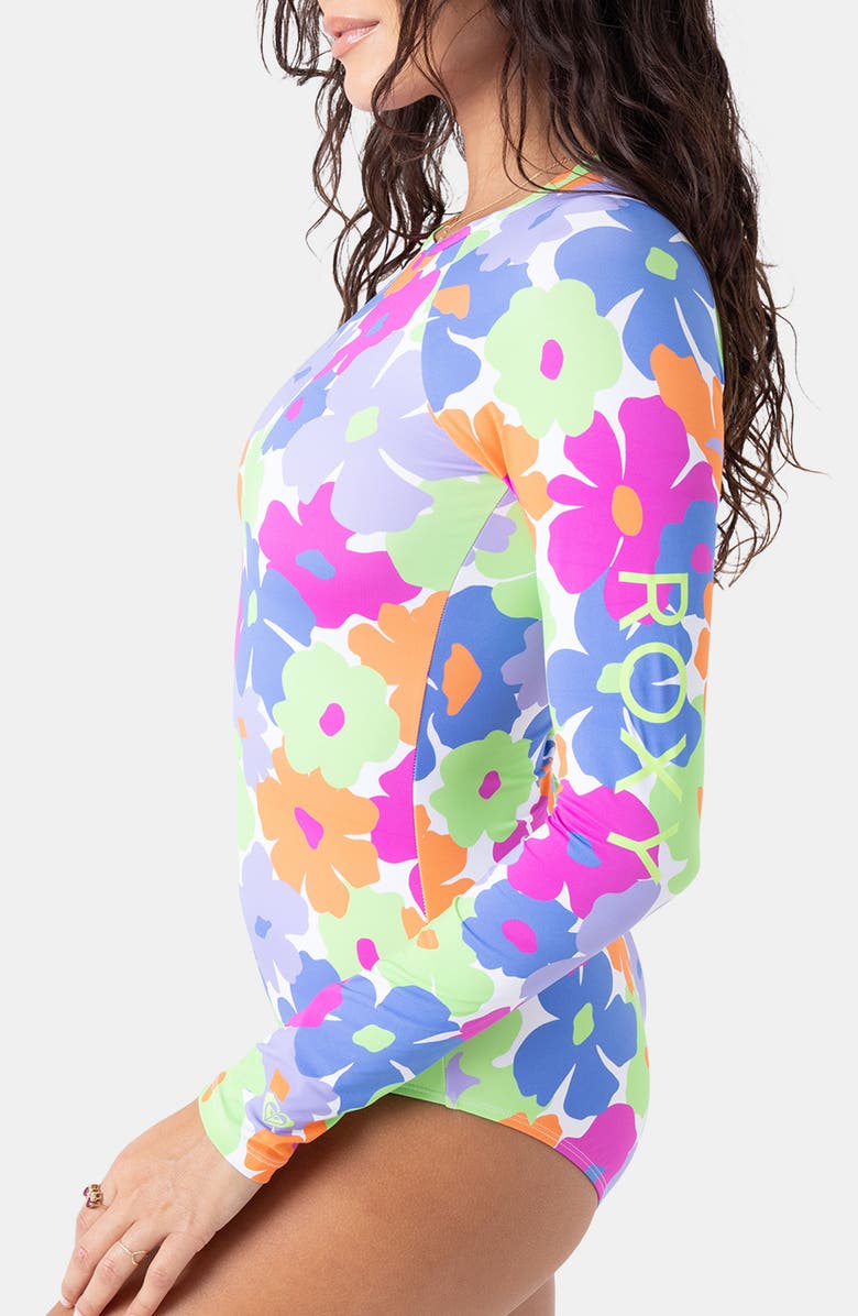 Roxy California Dreamin' Long Sleeve One-Piece Rashguard Swimsuit, Alternate, color, Medium Lime