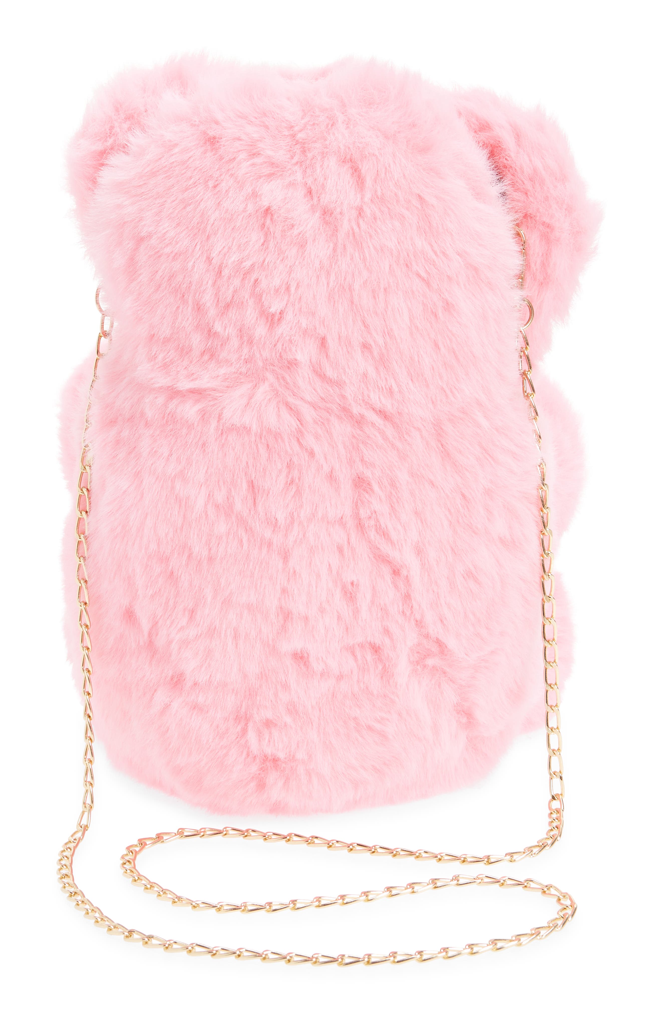 Lola + The Boys Bear Plush Faux Fur Crossbody Bag, Alternate, color, 