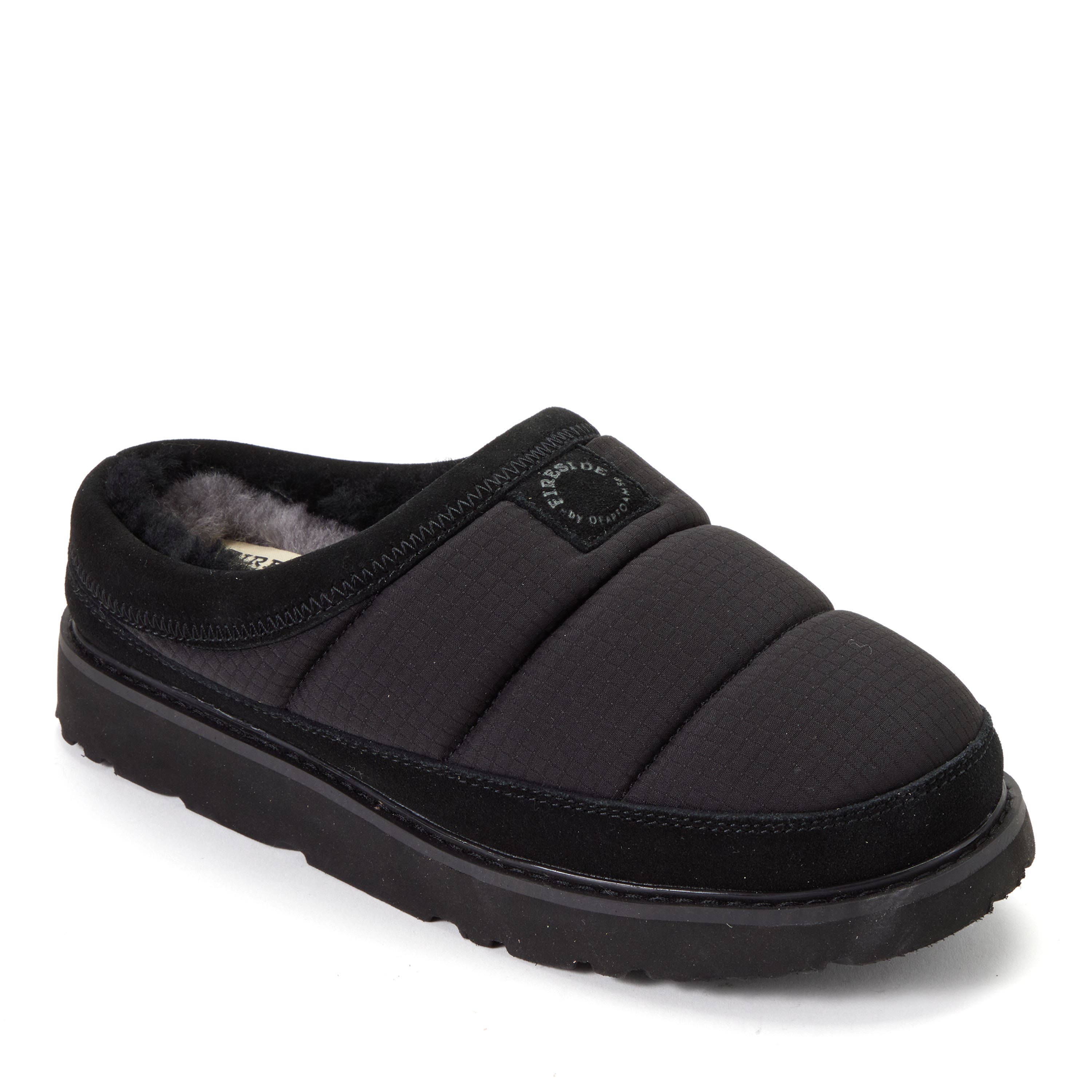 Dearfoams Fireside Greta Sport Nylon Puff Water Repellent Clog, Main, color, Black
