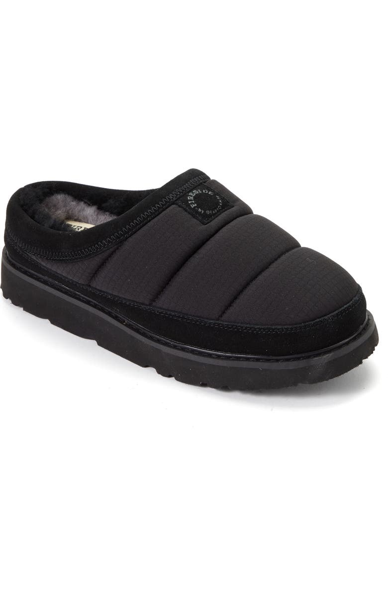 Dearfoams Fireside Greta Sport Nylon Puff Water Repellent Clog, Main, color, Black