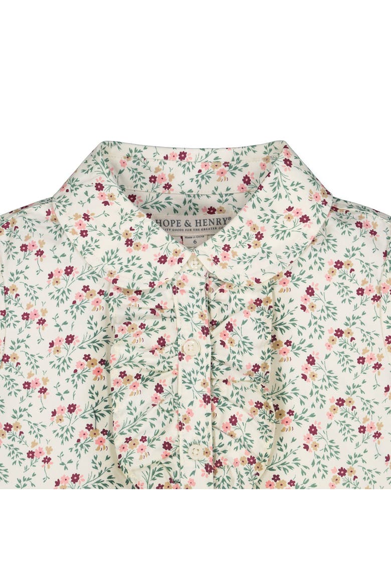 Baby Girls' Ruffle Front Shirt with Puff Sleeves, Infant, Alternate, color, Ivory Fall Floral