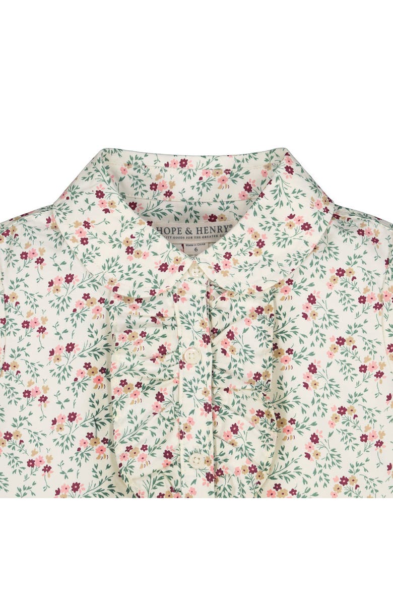 Hope & Henry Baby Girls' Ruffle Front Shirt with Puff Sleeves, Infant, Alternate, color,