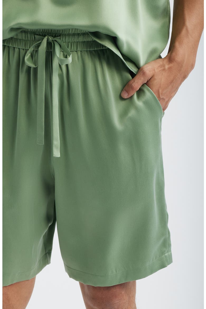 Henley Washable Silk Short Pajamas, Alternate, color, GARDEN MOSS