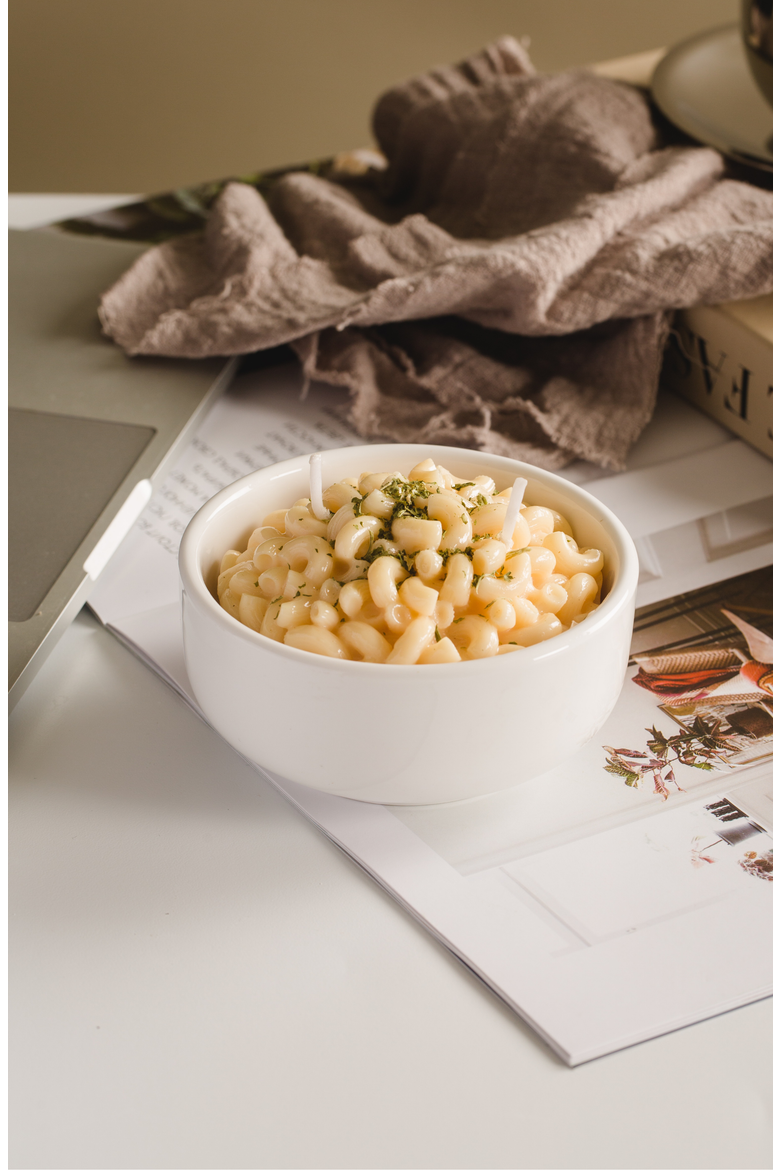 Macaroni and Cheese Pasta Candle, Alternate, color, Macaroni & Cheese