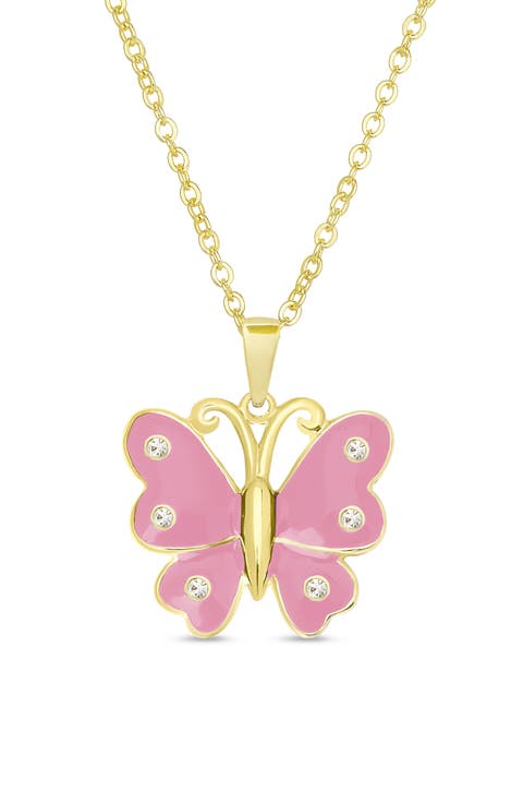 Kids' Crystal Butterfly Pendant Necklace