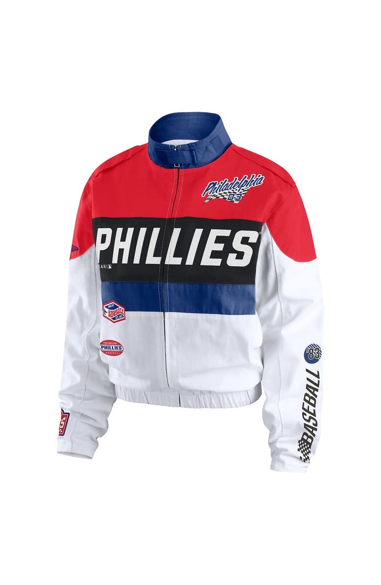 WEAR by Erin Andrews Women's WEAR by Erin Andrews  Red/White Philadelphia Phillies Racing Full-Zip Jacket, Alternate, color, Red