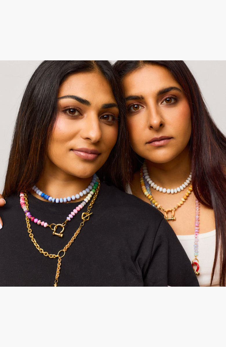 SHOP SPICY DAN Winnie Gender Inclusive Rainbow Opal and Moonstone Necklace, Alternate, color, Rainbow