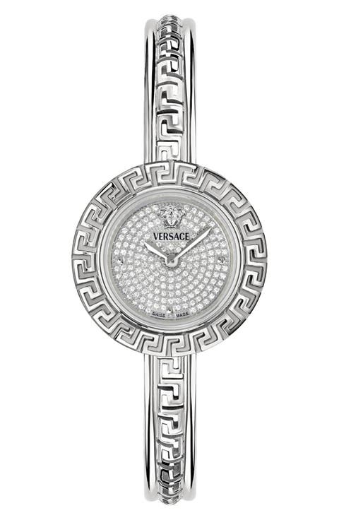 La Greca Diamond Bracelet Watch, Leather Strap & Pendant Chain Gift Set, 28mm