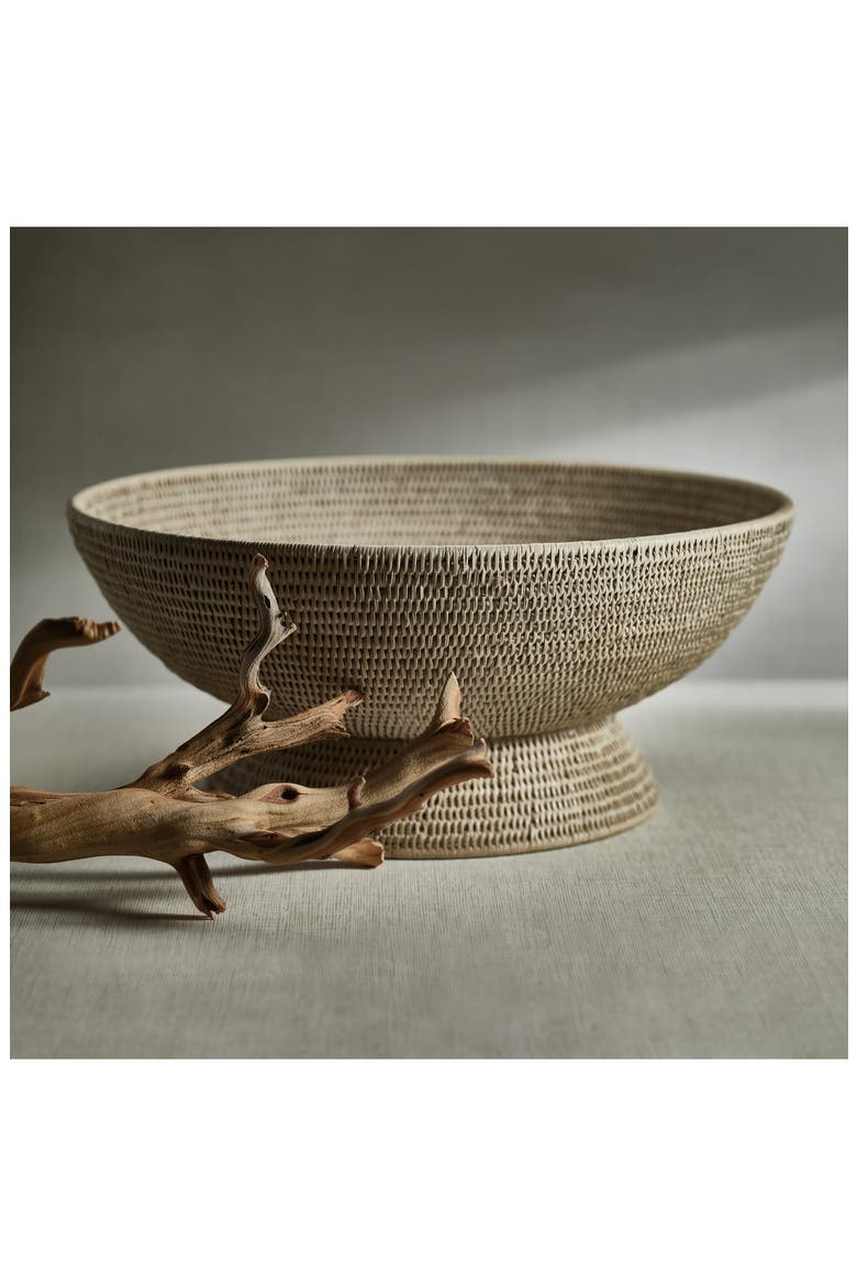 Surbiton Rattan Footed Bowl, Alternate, color, OFF WHITE