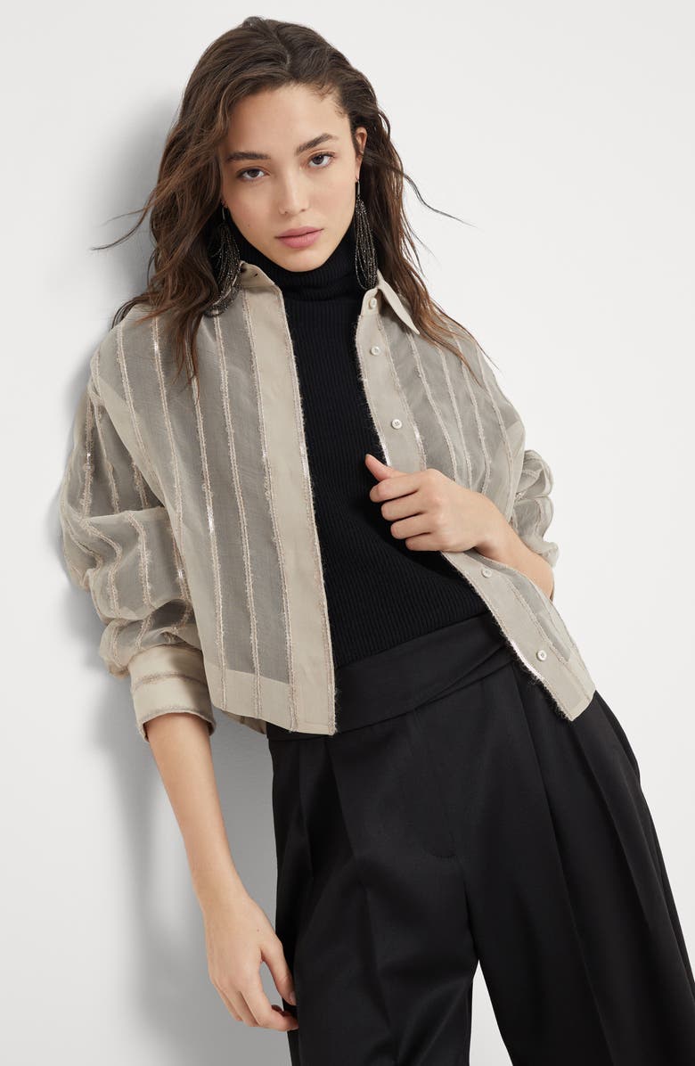 Brunello Cucinelli Crispy silk shirt, Alternate, color, 