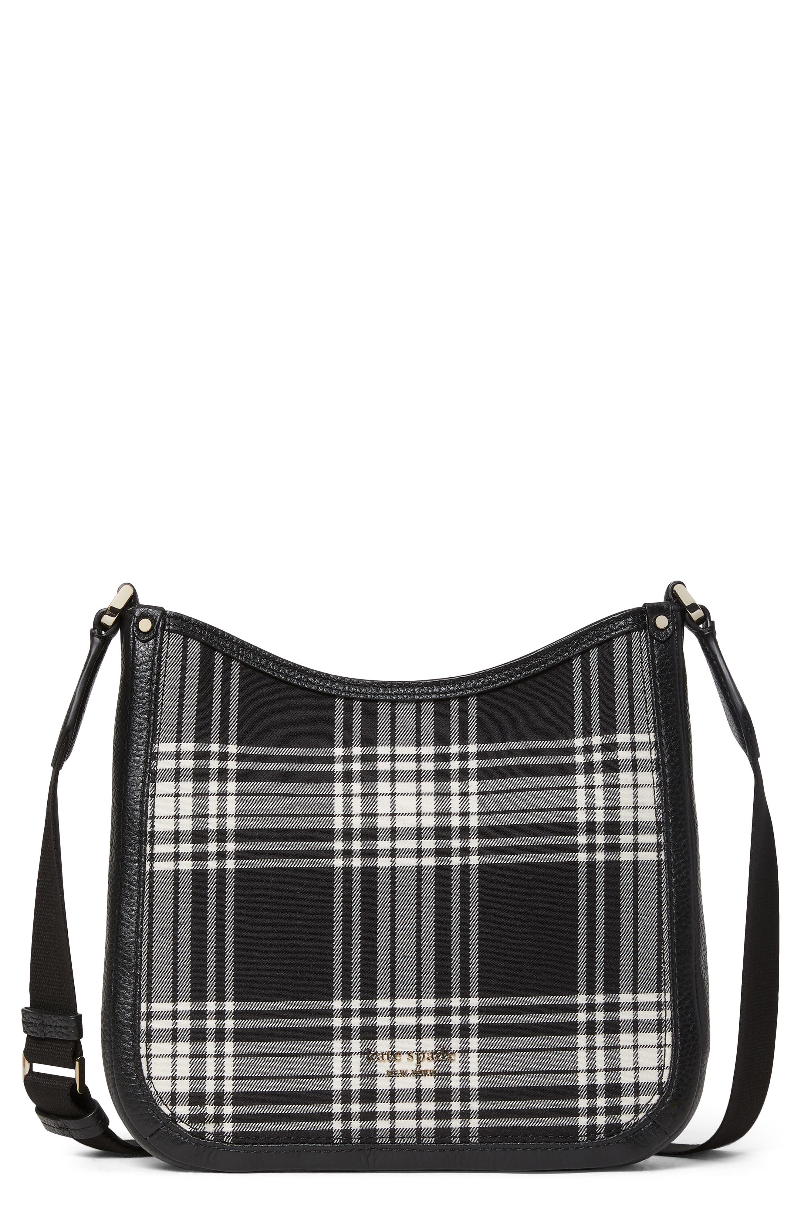 Kate Spade New York roulette library plaid messenger bag, Main, color, 