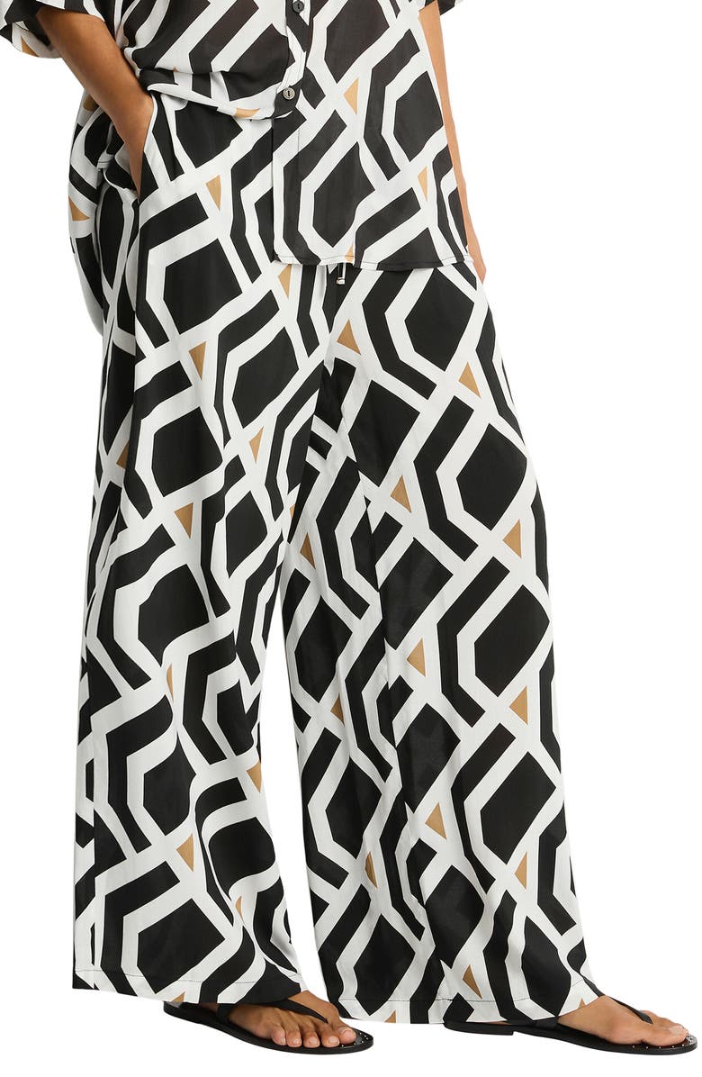 Sea Level Surf Cover-Up Pants, Main, color, Black Print