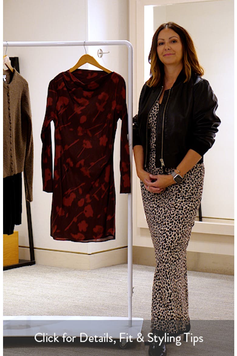 Drape Neck Long Sleeve Minidress video