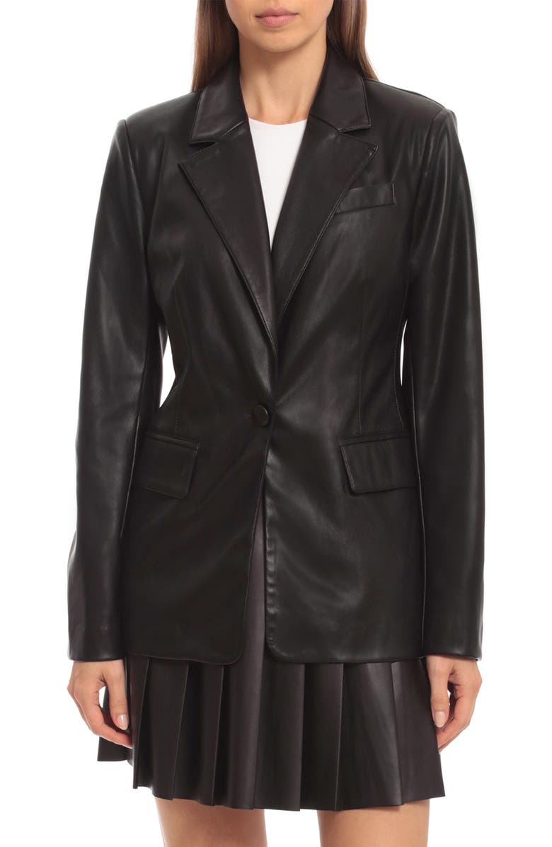 Avec Les Filles Structured Faux Leather Blazer, Main, color, 