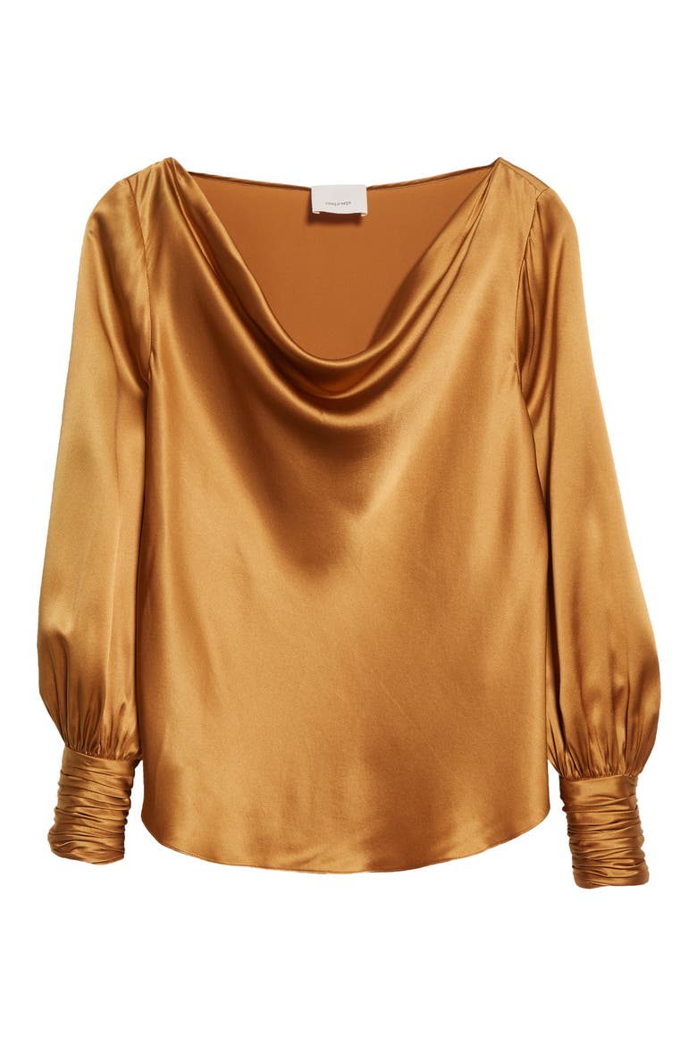 Taylee Silk Satin Blouse, Alternate, color, CINNAMON