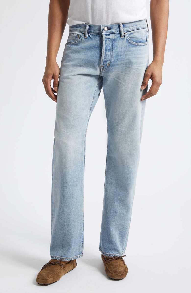 TOM FORD Selvedge 50 Straight Fit Jeans, Main, color, Pale Blue Denim