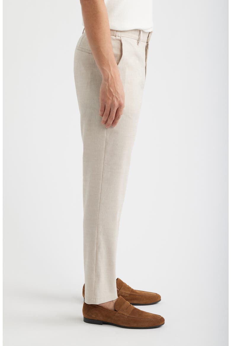 Linen Blend Flat Front Pants, Alternate, color, GREY MOONBEAM - WHITE