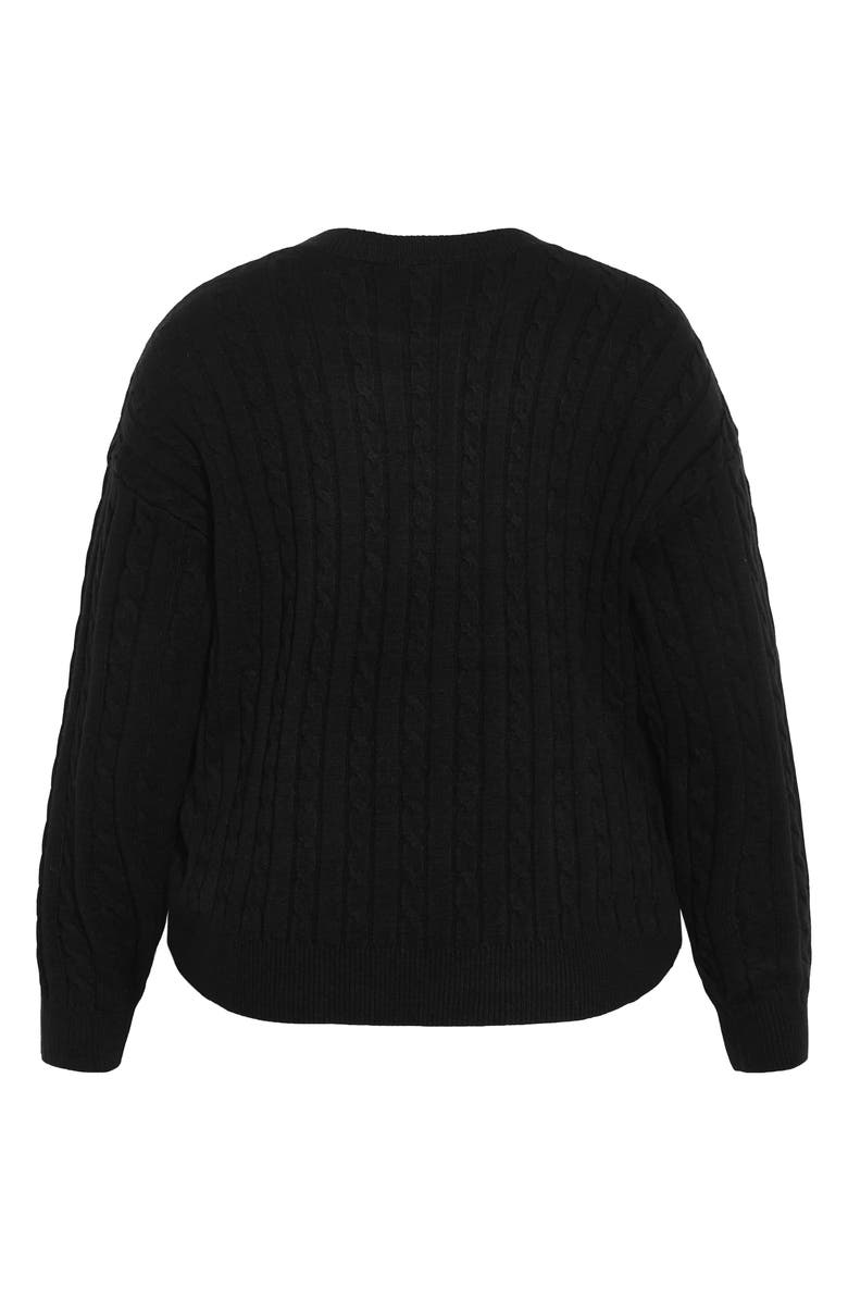 City Chic Kenia Cable Stitch Sweater, Alternate, color, Black