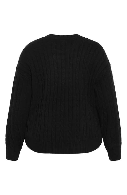 City Chic Kenia Cable Stitch Sweater In Black
