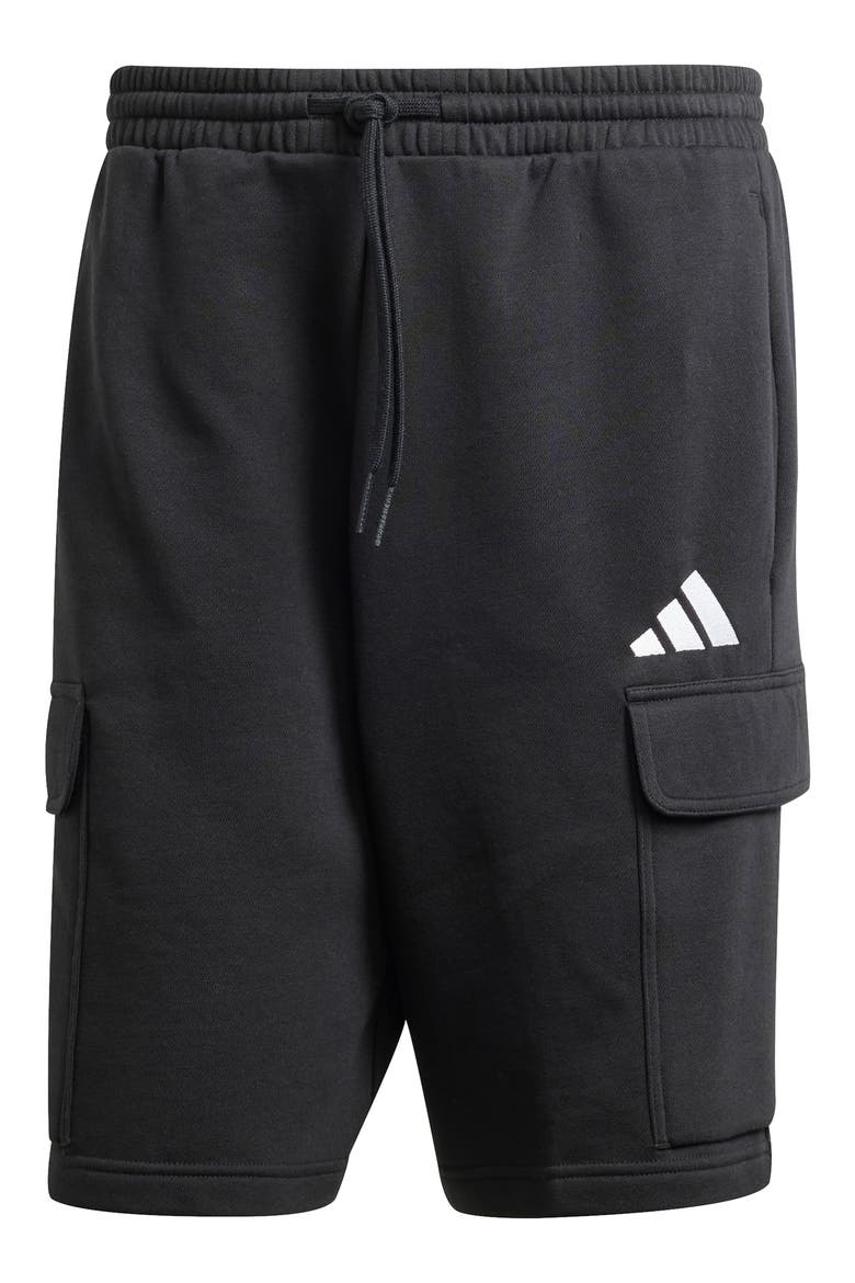Essentials Feelcozy Fleece Cargo Shorts, Alternate, color, BLACK/ WHITE