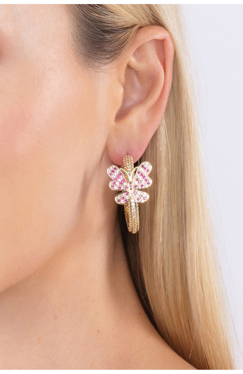 EYE CANDY LOS ANGELES Mia CZ Butterfly Hoop Earrings, Alternate, color, Gold