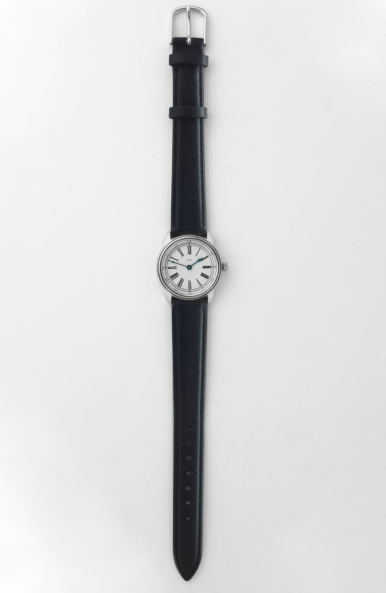 March Hare Watches The Harriet Petite Vintage Watch, Alternate, color, Silver Watch - Black Strap