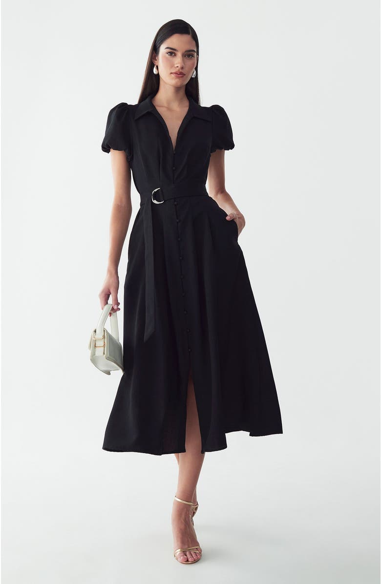 WILLA Eliza Midi Dress, Main, color, Black