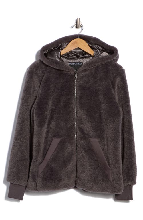 Bernardo Faux Shearling Zip Hoodie In Gray