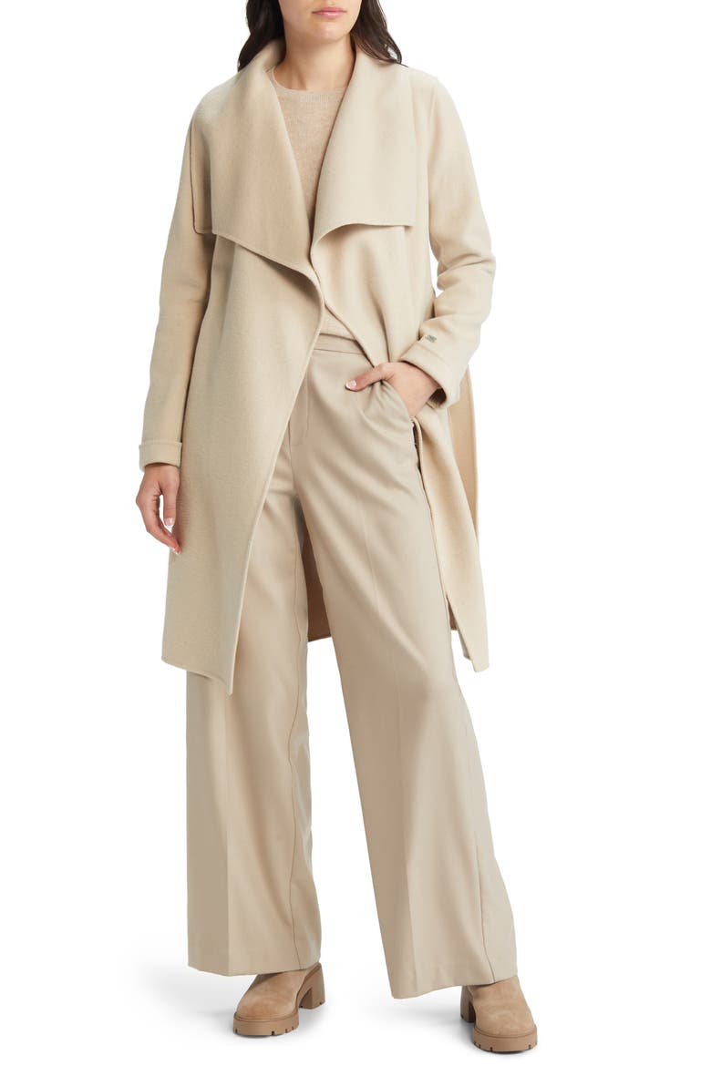 Belted Wool Blend Wrap Coat, Alternate, color, HUSH