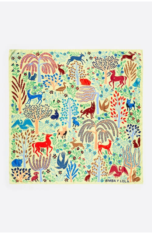 Bimba Y Lola Animals Vegetation Scarf In Yellow
