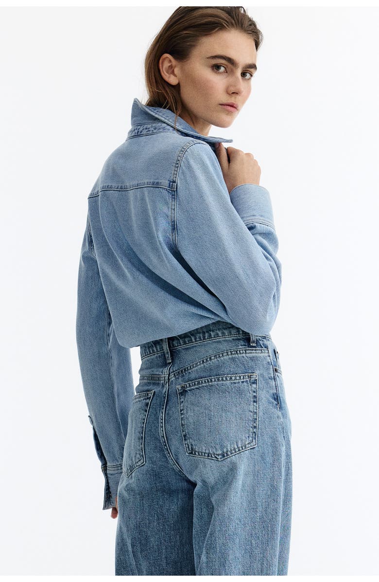 H&M Barrel High Ankle Jeans, Alternate, color, Light Denim Blue