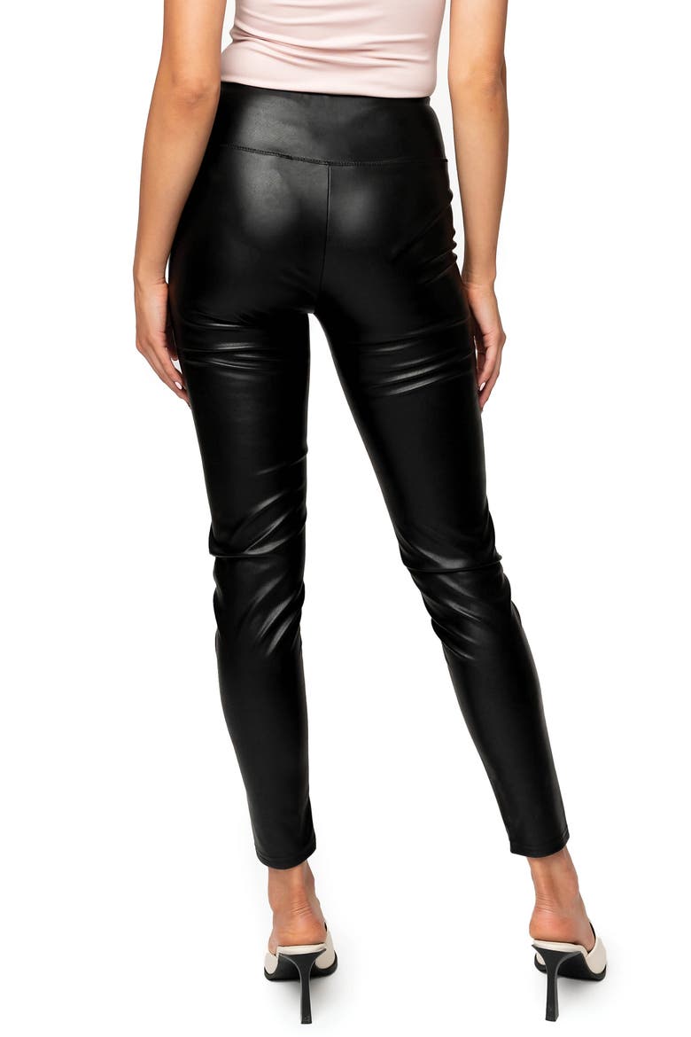 Gigi Essential Faux Leather Leggings, Alternate, color, BLACK