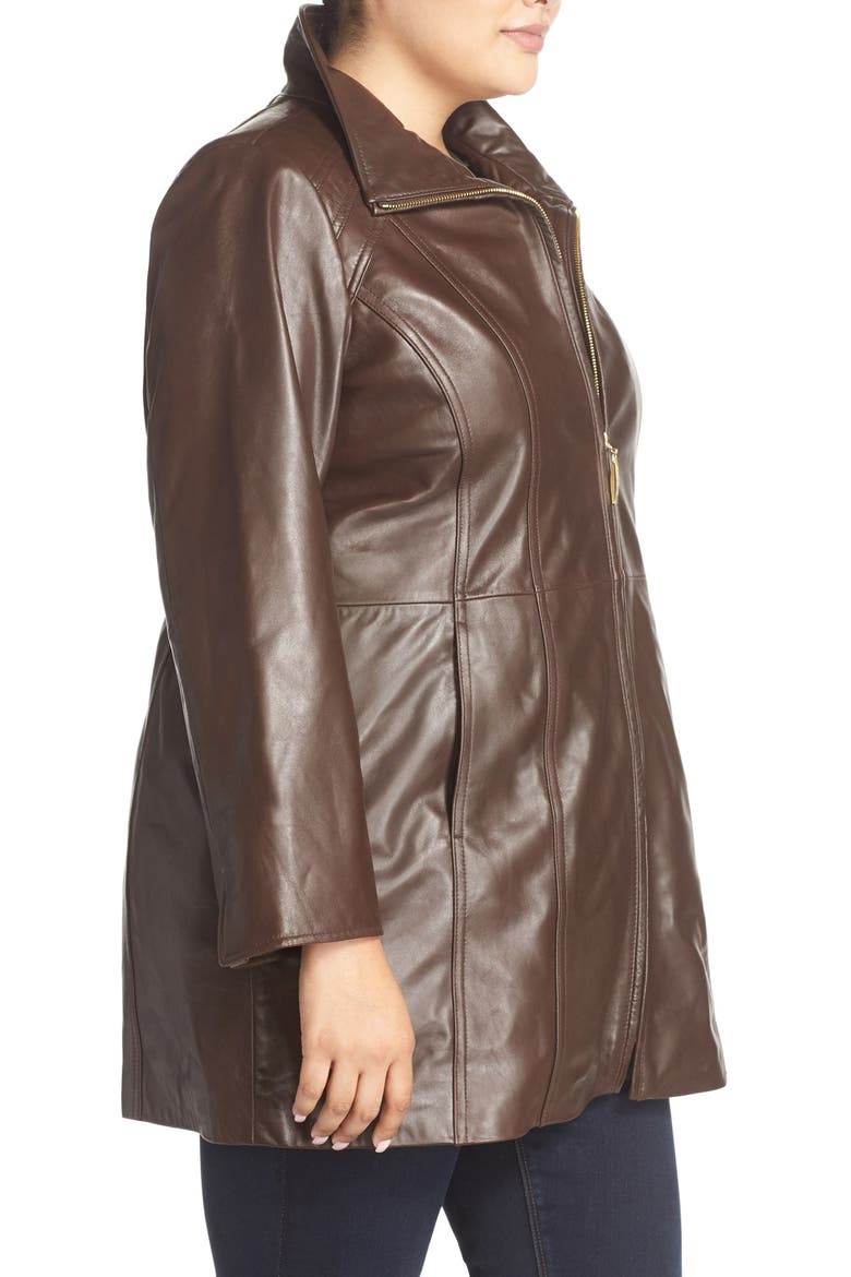 Leather Walking Coat, Alternate, color, BROWN