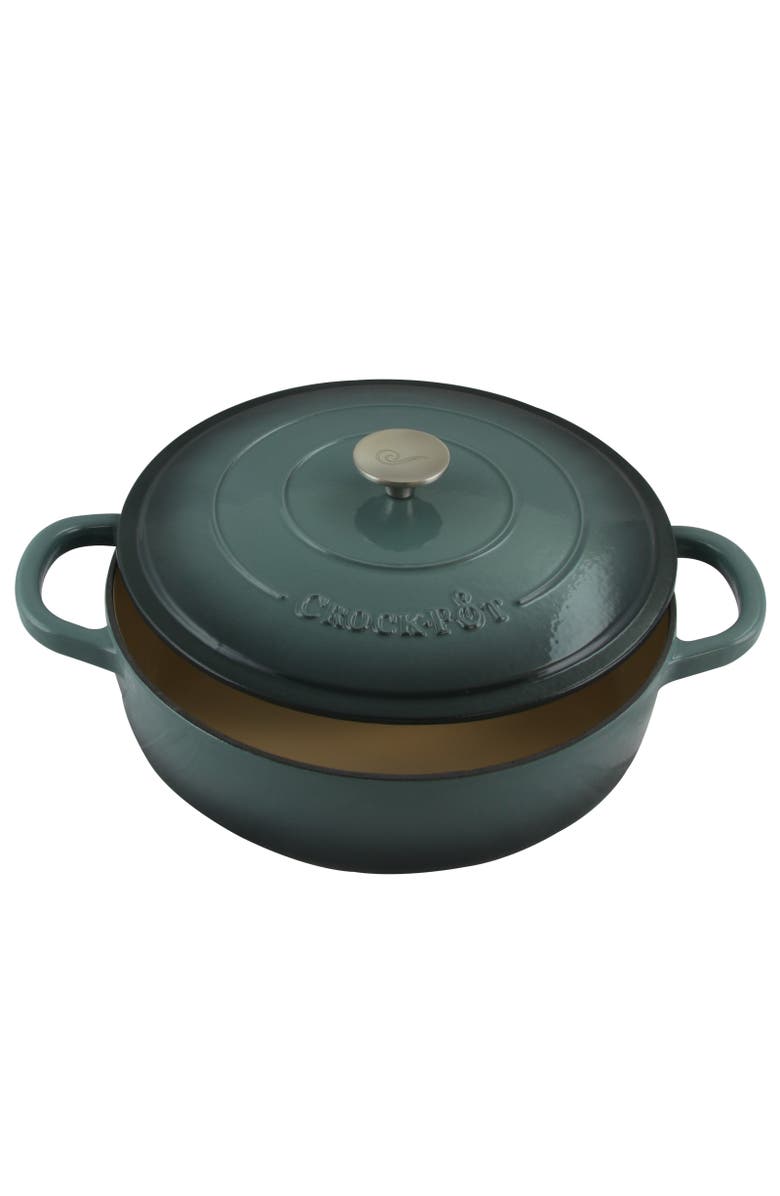 Crock-pot Enameled 5 Quart Cast Iron Round Braiser Pan with Self Basting Lid, Alternate, color, Grey