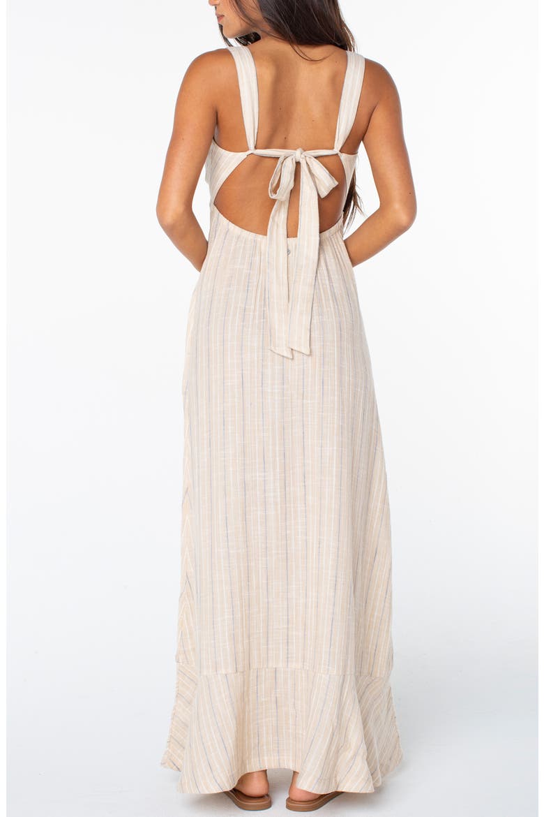 Wilder Coast Striped Cotton Maxi Dress, Alternate, color, DOESKIN
