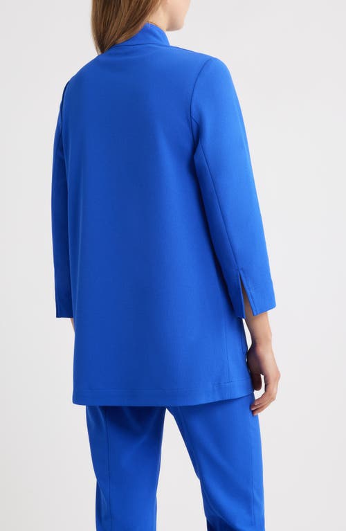 Ming Wang Deco Stretch Crepe Utility Jacket In Blue