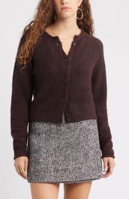 Treasure & Bond Rolled Crewneck Cardigan