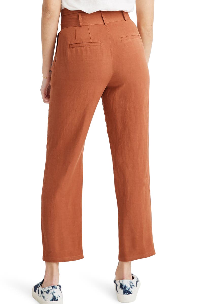 Madewell Linen Blend Paperbag Pants, Alternate, color,