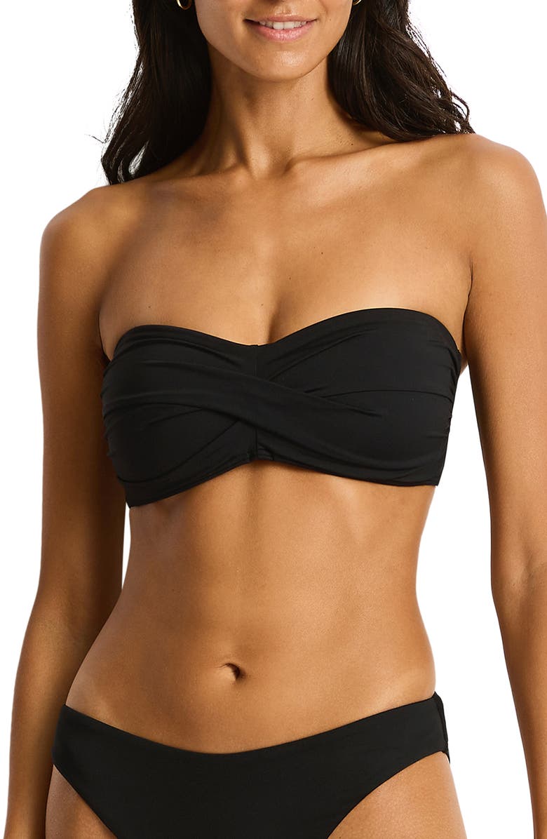 Sea Level Essentials Edit Twist Front Bikini Top, Main, color, Black