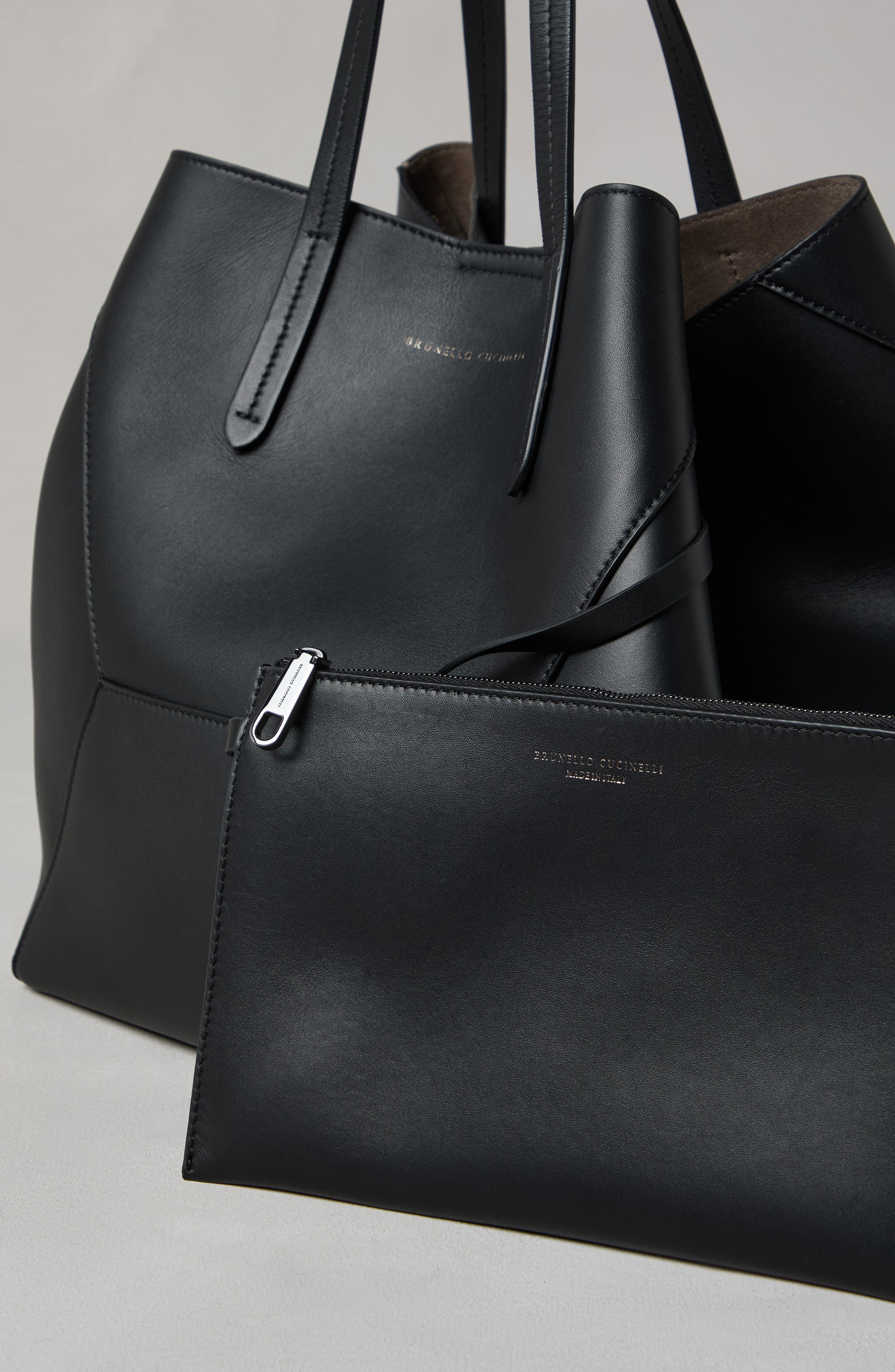 Brunello Cucinelli Calfskin shopper bag, Alternate, color, 