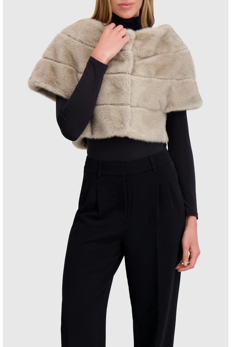 Fur-Free Mink (Faux Fur) Capelet, Main, color, SILVER BLUE