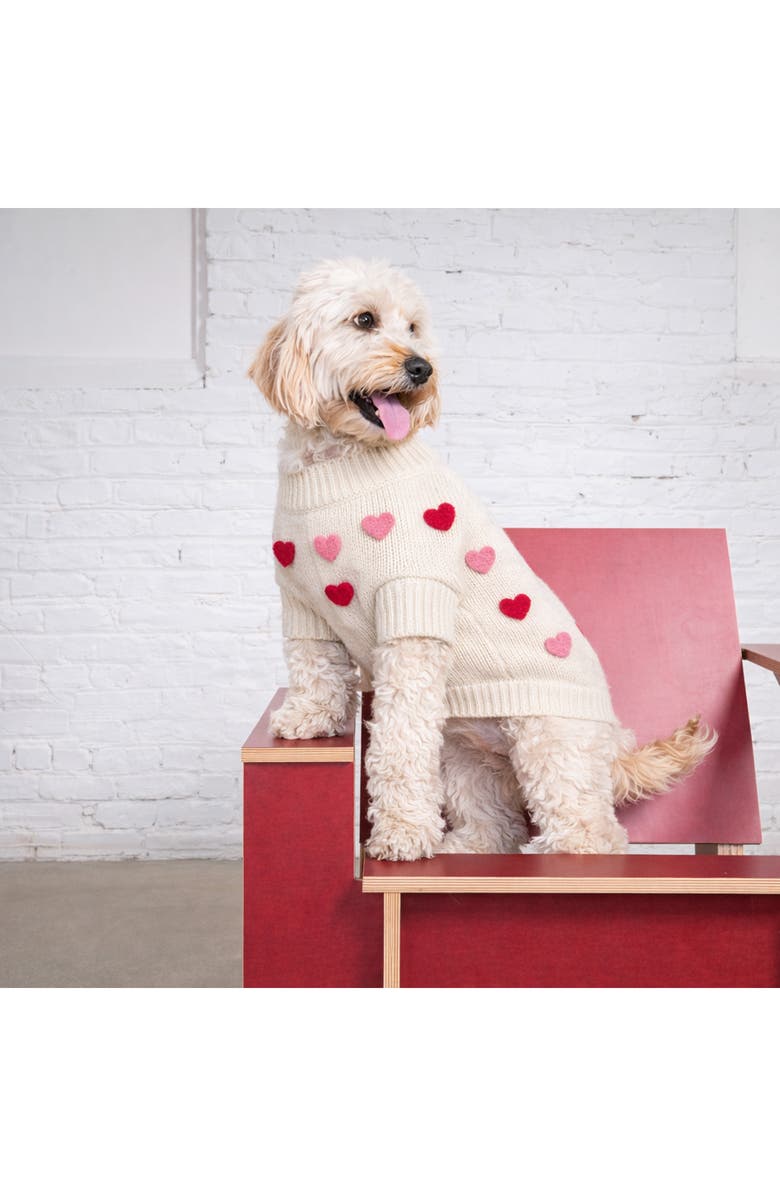 Found My Animal Heart 3D Icon Rib Dog Sweater, Alternate, color, Cream