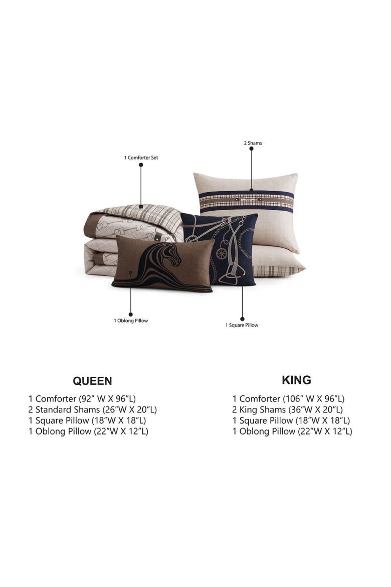 Equestrian 5-Piece Comforter Set, Alternate, color, BROWN