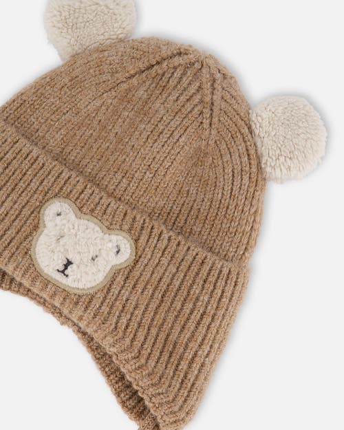 Deux Par Deux Gender Inclusive Lined Winter Knit Hat With Ear Flaps In Brown