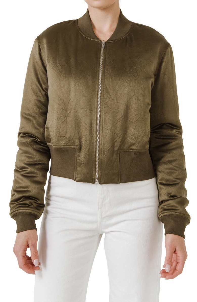 Grey Lab Crop Bomber Jacket, Main, color, 