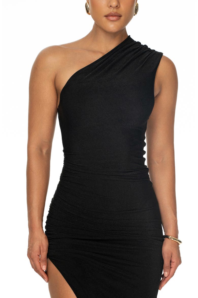 Eden One-Shoulder Maxi Dress, Alternate, color, BLACK