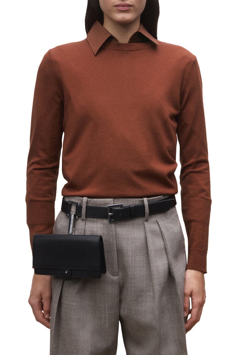 Crewneck Wool Sweater, Main, color, RUSSET