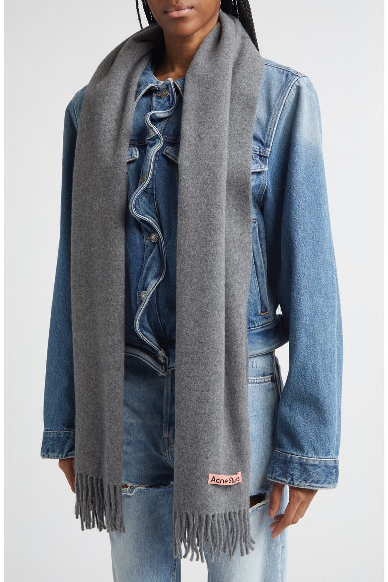 Fringe Wool Scarf, Alternate, color, GREY MELANGE